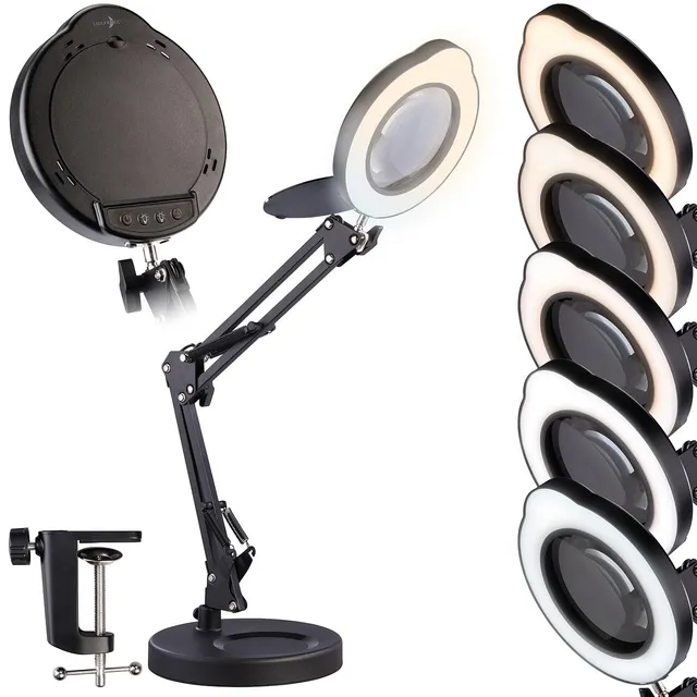 Lunartec LED-Uhren LED-Lupenleuchte 10-fach 500 lm dimmbar