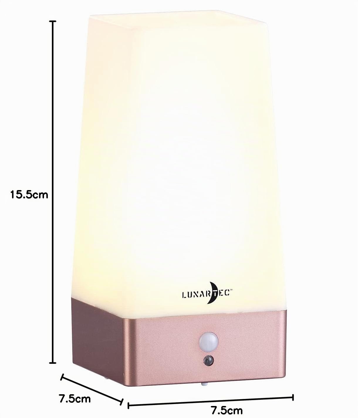 Lunartec Innenbeleuchtung Tischlampe Akku warmweiß eckig PIR