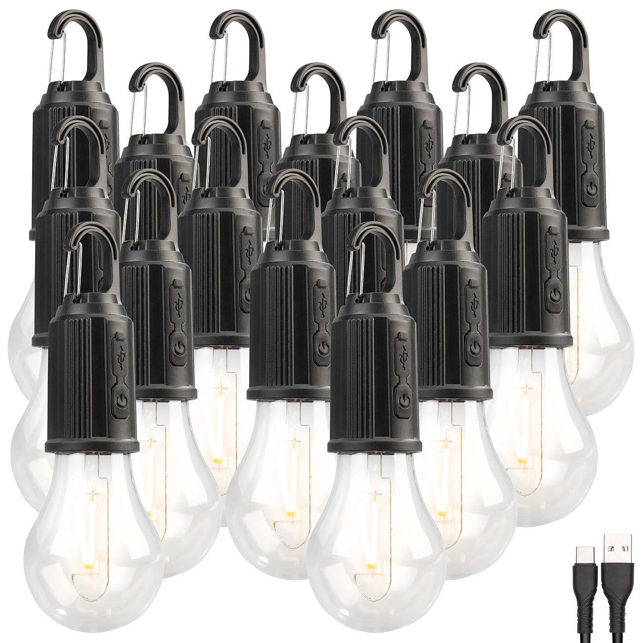 Lunartec Leuchtmittel LED-Akku-Glühbirne 16er-Set 120 Lumen USB