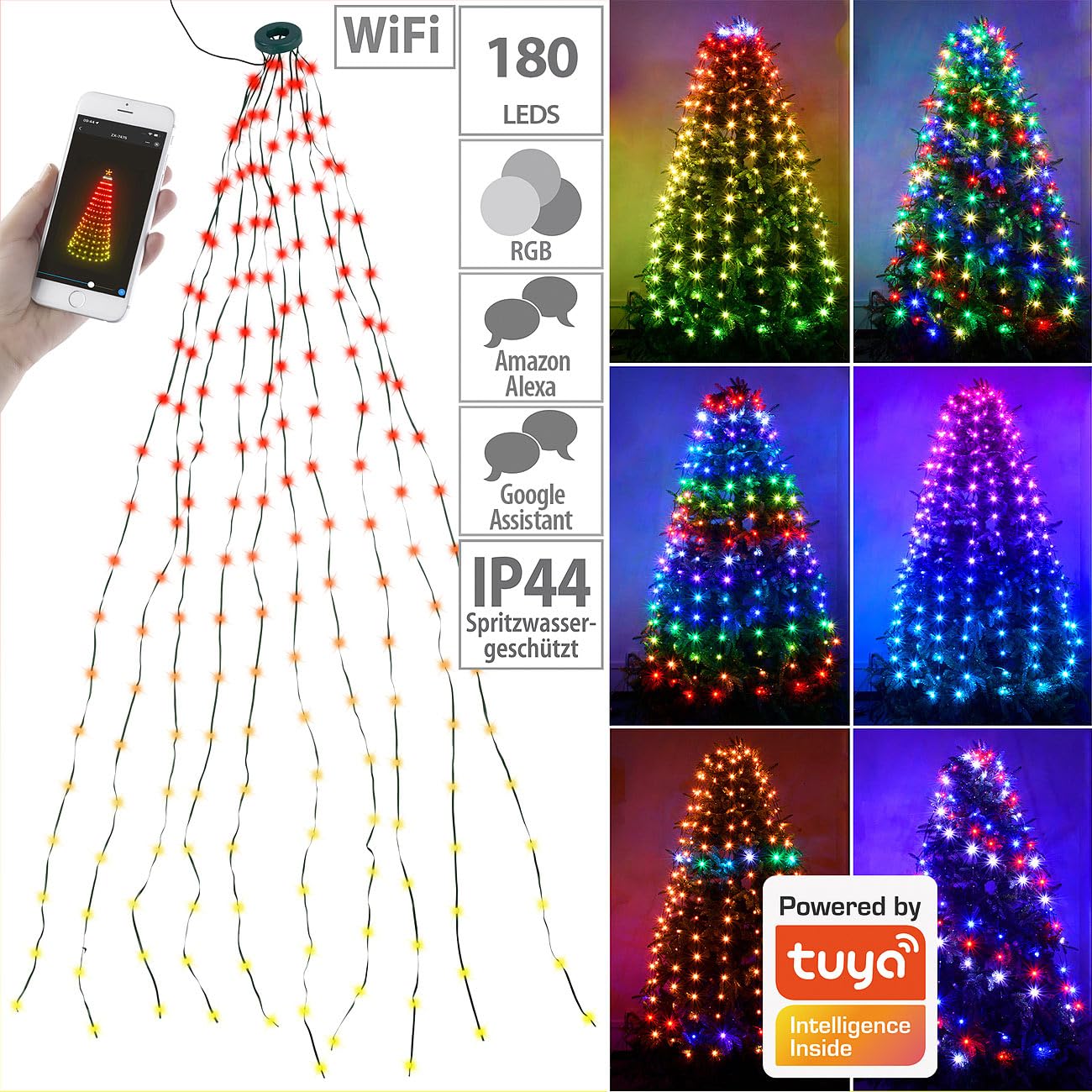 Lunartec Licht-Dekoration Tannenbaumüberwurf 180 LEDs 1,8m