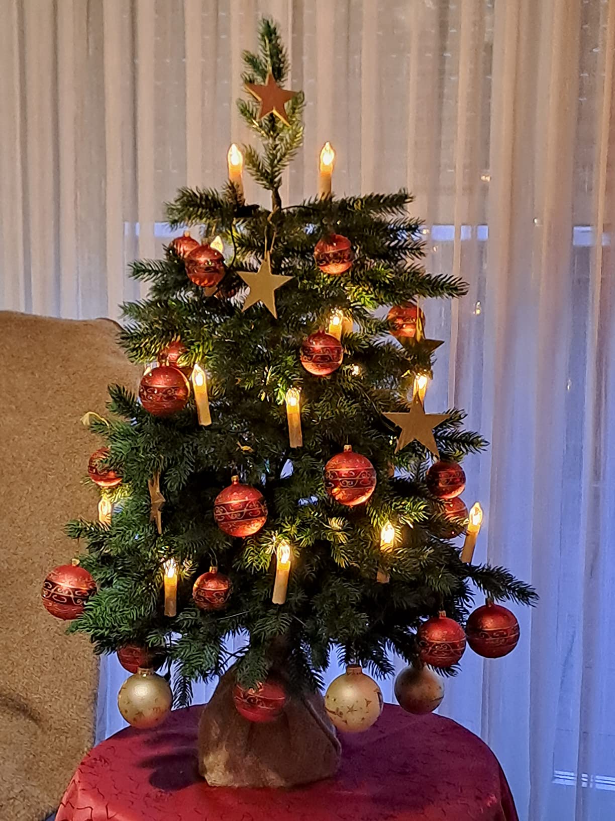 Lunartec LED-Weihnachtsbaum-Lichterkette 20 Kerzen warmweiß