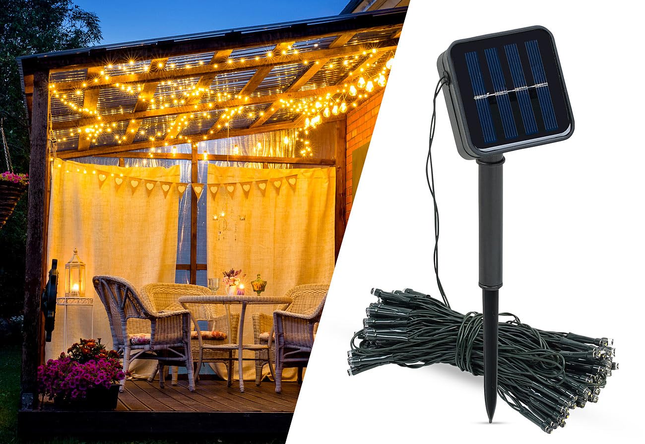 Lunartec Licht-Dekoration Solar-Lichterkette 12m warmweiß 100 LED