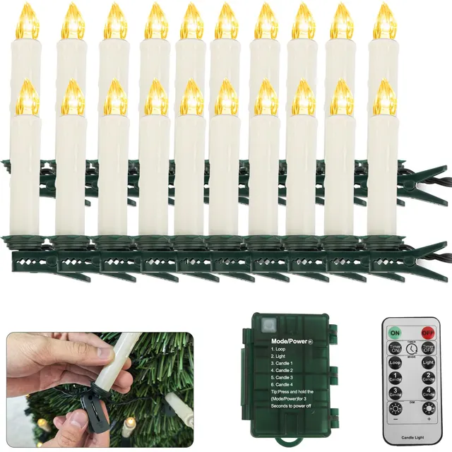 Koopower Candle Lights Lichterkette 7M 20 Kerzen mit Timer