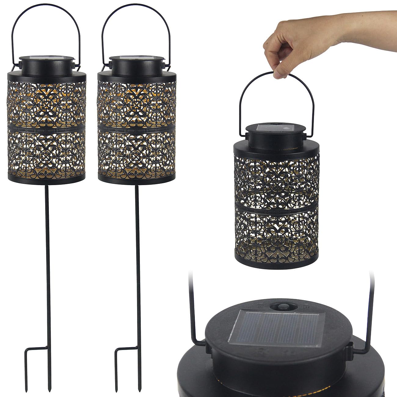 Lunartec Licht-Dekoration Solar-Laterne 8er-Set Metall IP44 warmweiß