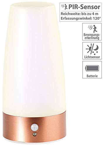 Lunartec LED-Tischlampe mit Bewegungsmelder warmweiß Batterie