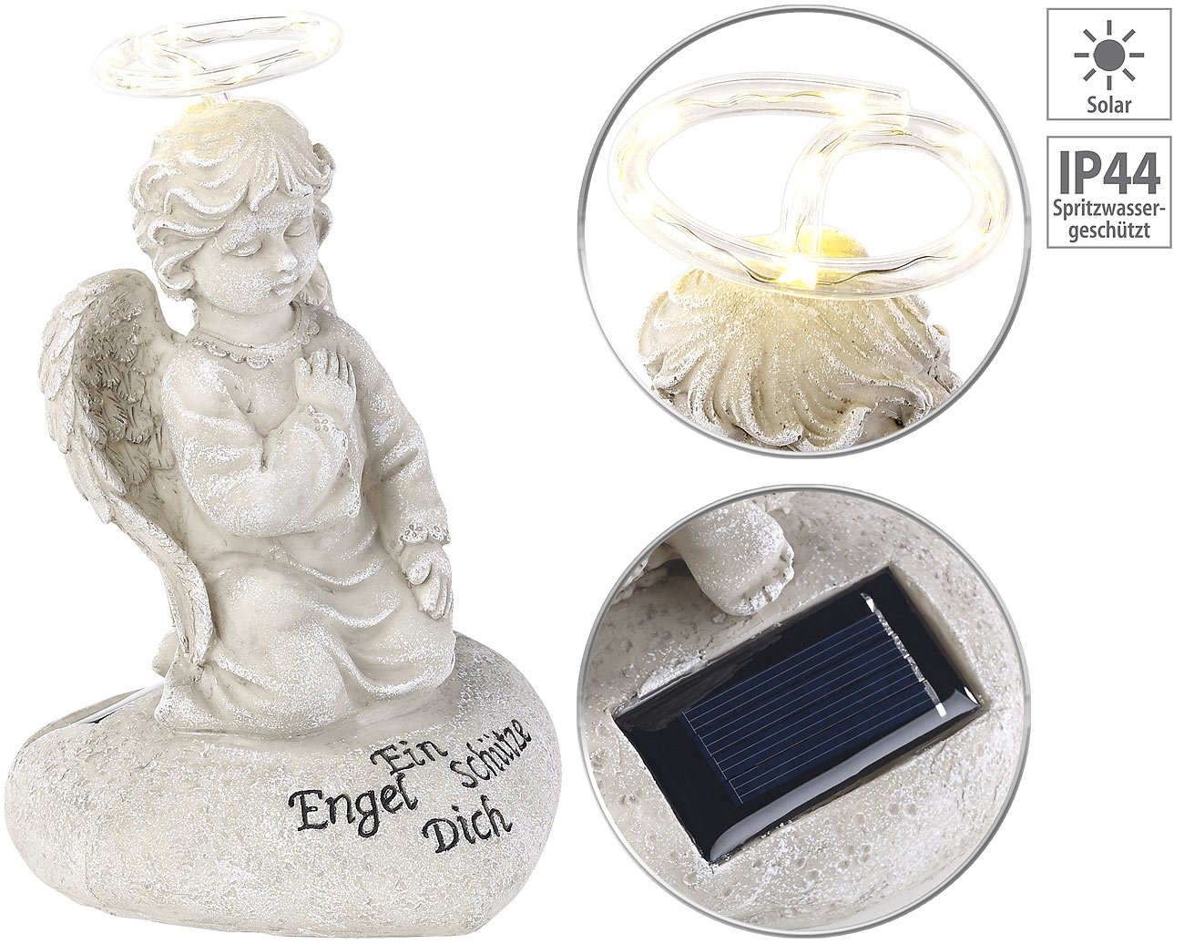 Lunartec Licht-Dekoration Solar-Engel 20 cm mit 7 LEDs IP44