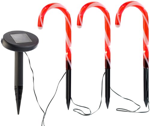 Lunartec Licht-Dekoration Zuckerstangen Solar 3er-Set LED