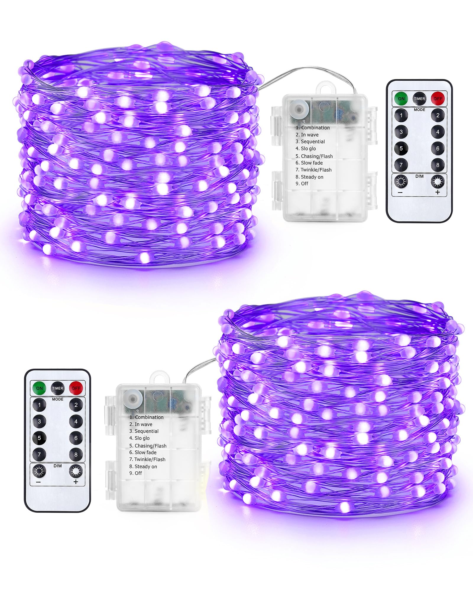 Qedertek Lichterkette 10 m 100 LED Draht Orange-Lila Batterie