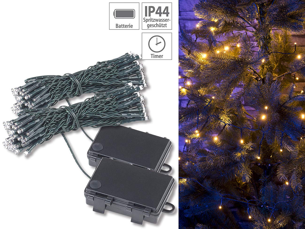 Lunartec Licht-Dekoration LED Lichterketten 2er-Set 5 m Timer