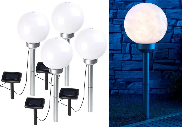 Lunartec Licht-Dekoration Solar-LED-Kugeln Ø 20 cm 4er-Set warmweiß
