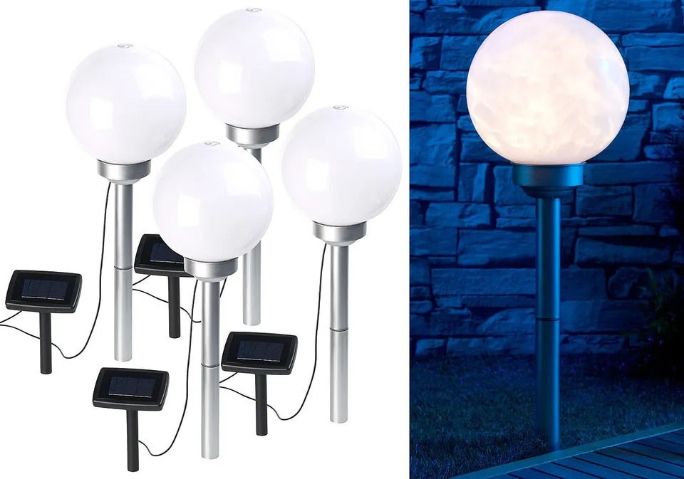 Lunartec Licht-Dekoration Solar-LED-Kugeln Ø 20 cm 4er-Set warmweiß