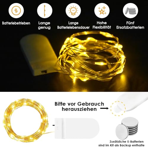 WEARXI Lichterkette Batterie 10x 2M 20 LED warmweiß innen
