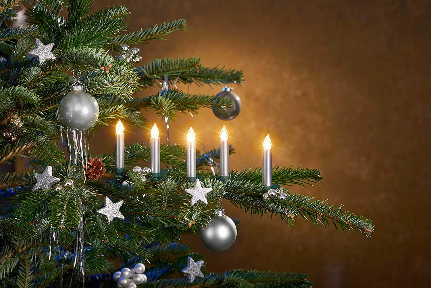 Bonetti Wireless Christmas Candles Baumkerzen warmweiß silber 12er-Set