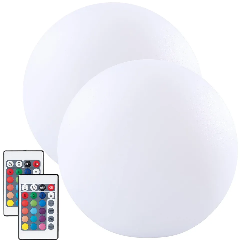 Lunartec Licht-Dekoration Akku-Leuchtkugeln 2er-Set 30cm RGBW