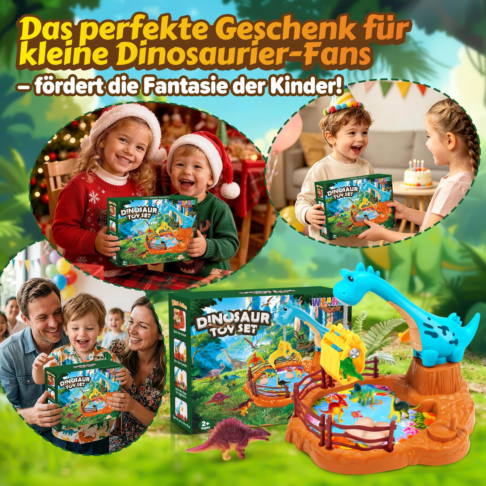 WEARXI Spielzeug Dino Greifspiel mit 10 Dinosauriern