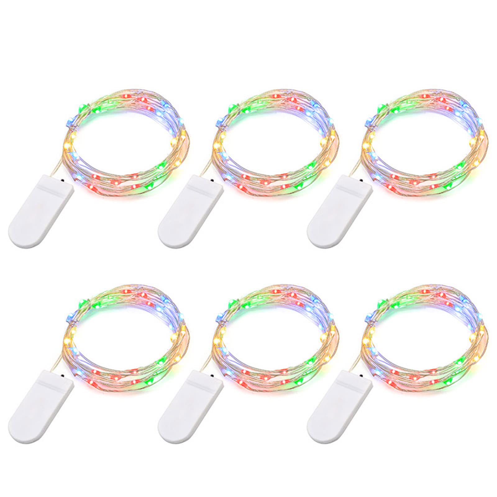 Bxroiu Lichterkette 6er Micro-LED Draht 2m warmweiß Batterie