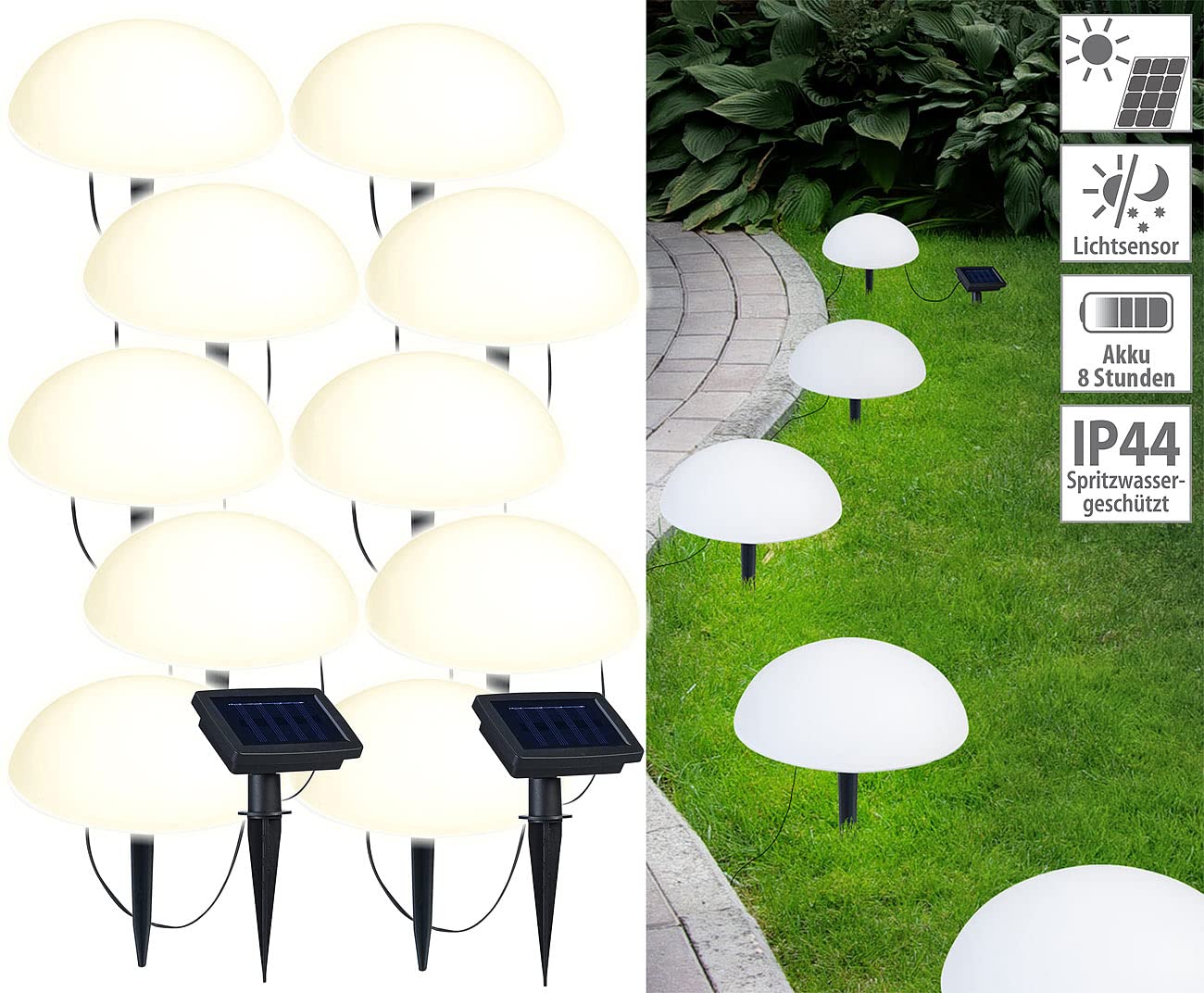 Lunartec Licht-Dekoration Solar-Bodenlichterkette warmweiß 2er-Set
