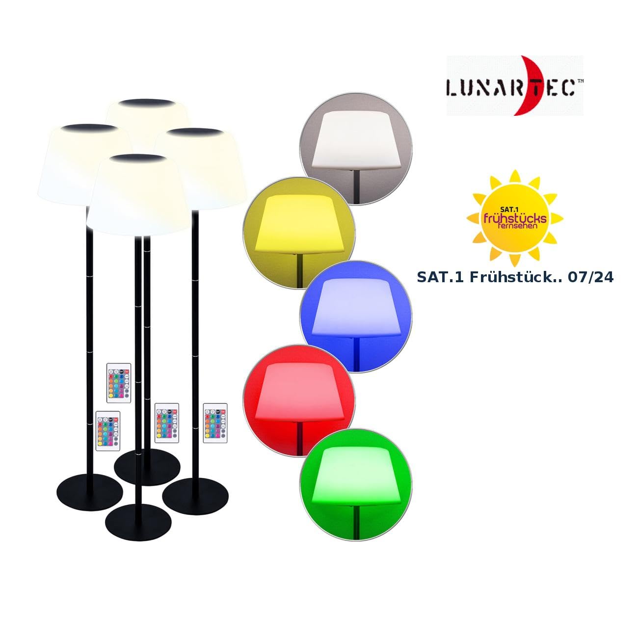 Lunartec Außenbeleuchtung Solar-Tischleuchte RGB 4er-Set 400 lm