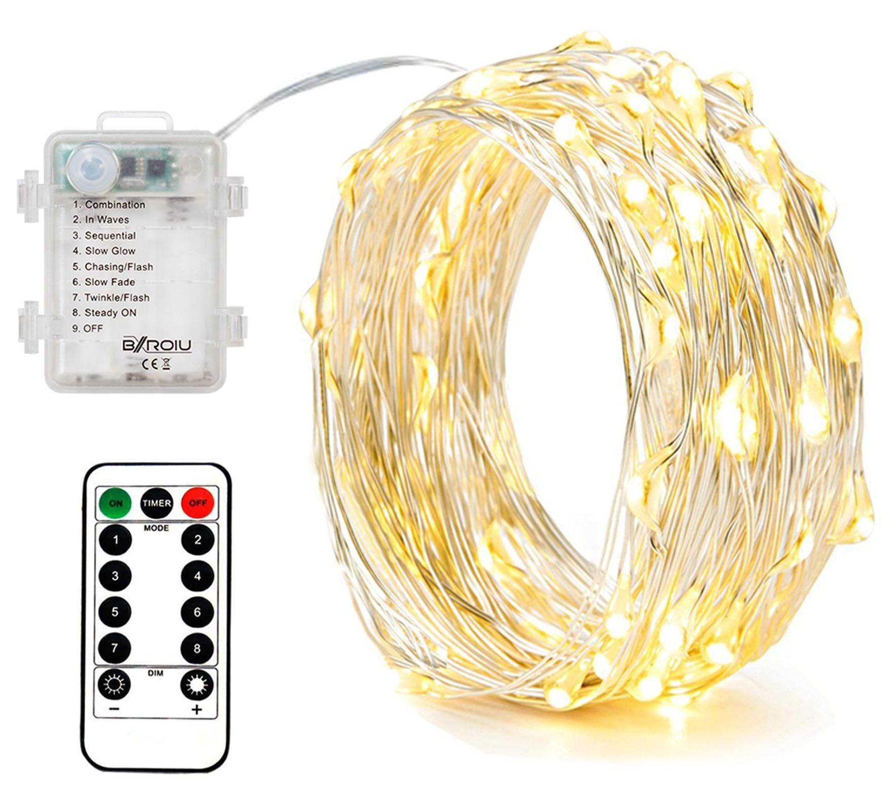 Bxroiu LED-Lichterkette Batterie 4x 5m 50 LEDs warmweiß
