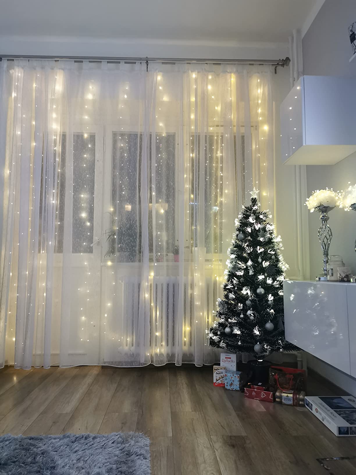 Lunartec Licht-Dekoration LED Lichtervorhang 3x3m warmweiß 300 LED