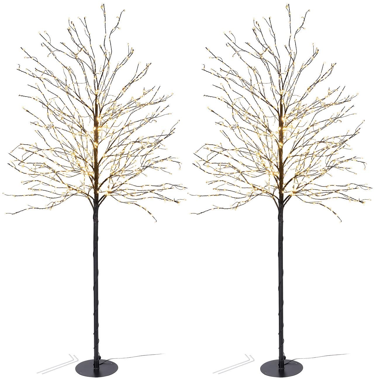 Lunartec Licht-Dekoration LED-Lichterbaum 150cm 2er-Set warmweiß IP44