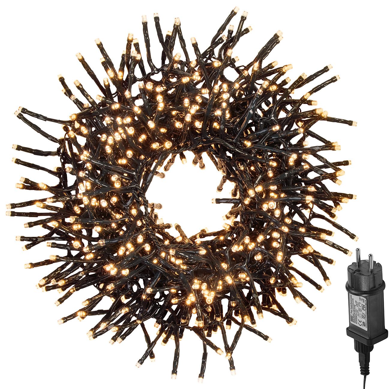 Lunartec Büschel-Lichterkette 10m warmweiß 1000 LEDs IP44