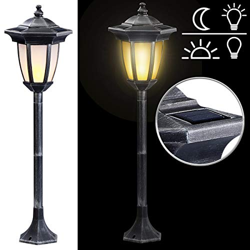Lunartec Außenbeleuchtung Gartenlaterne Solar 64 cm Flammeneffekt