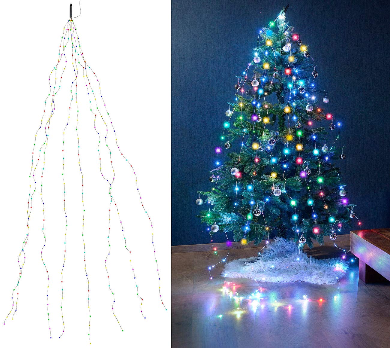 Lunartec Christbaum-Überwurf-Lichterkette 320 LEDs bunt