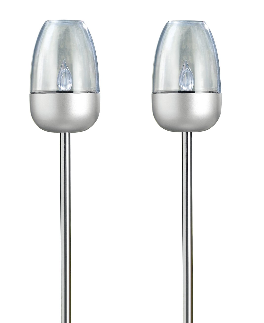 Bonetti Gartenfackel Solar 2er Set Edelstahl gelb 112 cm
