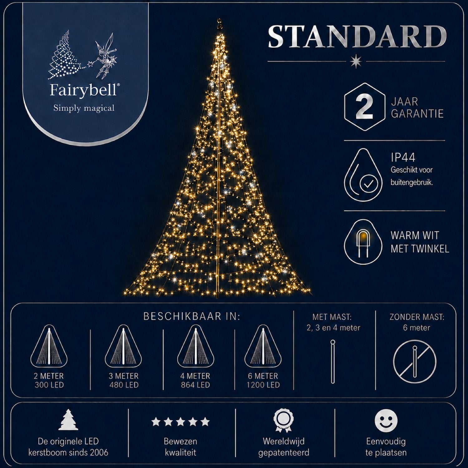 Fairybell Standard 6 m Lichterbaum warmweiß Twinkle ohne Mast