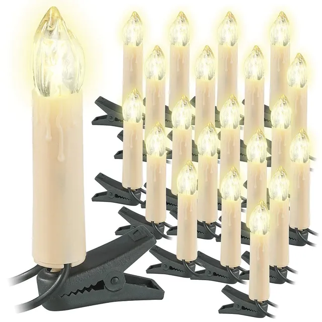 Lunartec Licht-Dekoration LED-Lichterkette 20 Kerzen warmweiß IP44