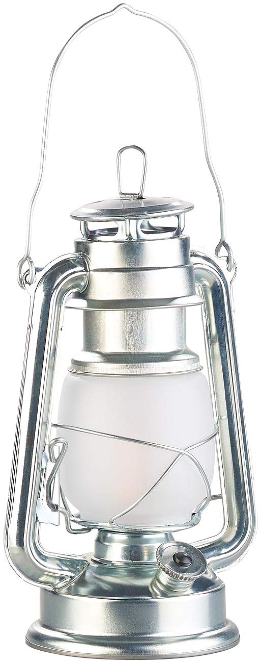 Lunartec Taschenlampen LED-Sturmlaterne Flammeneffekt silber 25 cm
