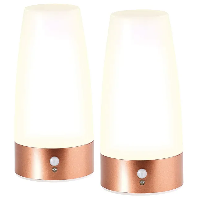 Lunartec LED-Tischlampen 2er-Set mit Bewegungsmelder warmweiß