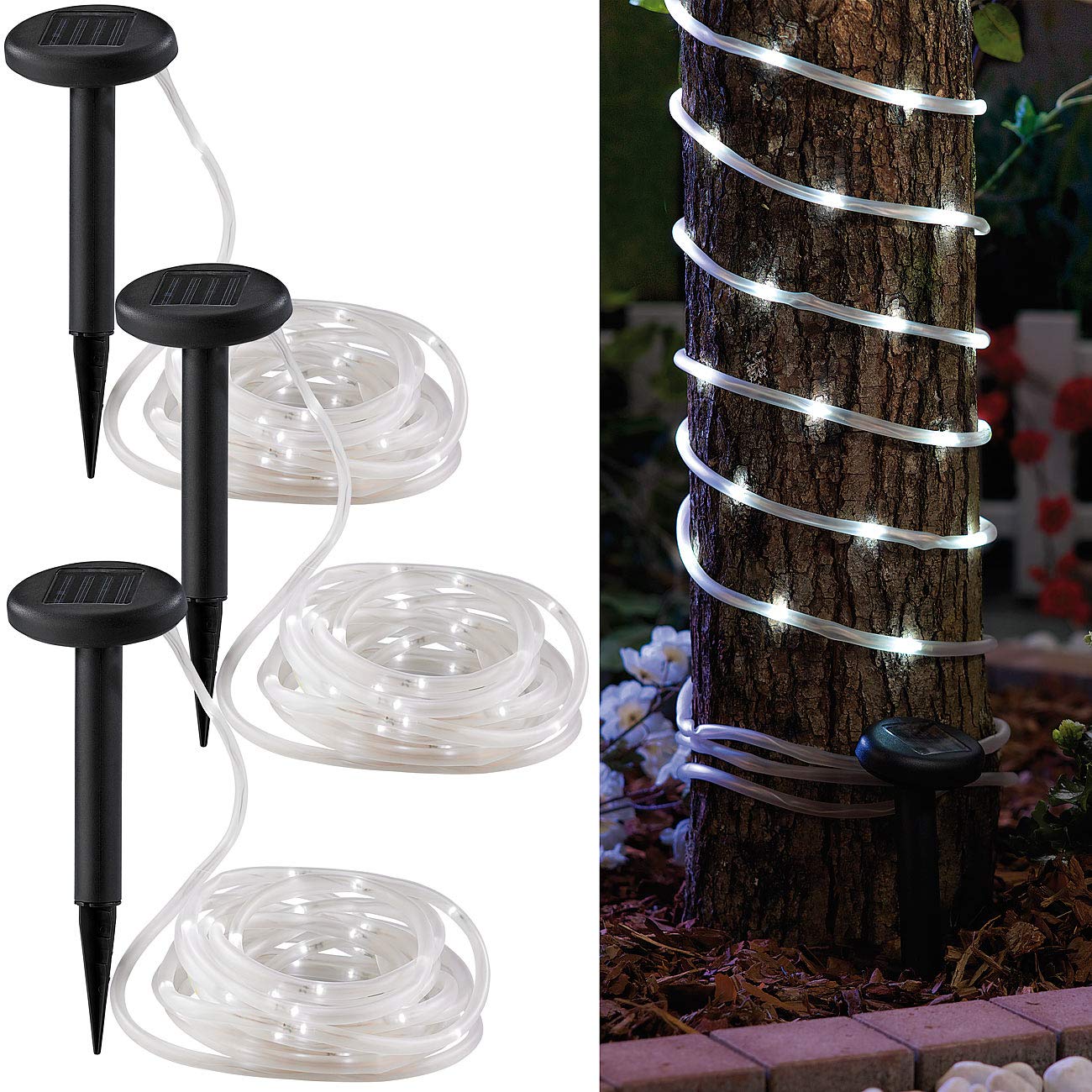 Lunartec Licht-Dekoration 3er Solar-Lichtschlauch 5m weiß