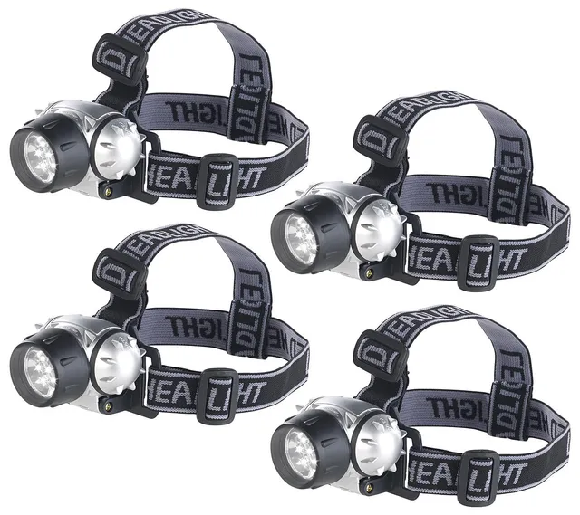 Lunartec Taschenlampen Stirnlampe LED 30 lm 4er-Set