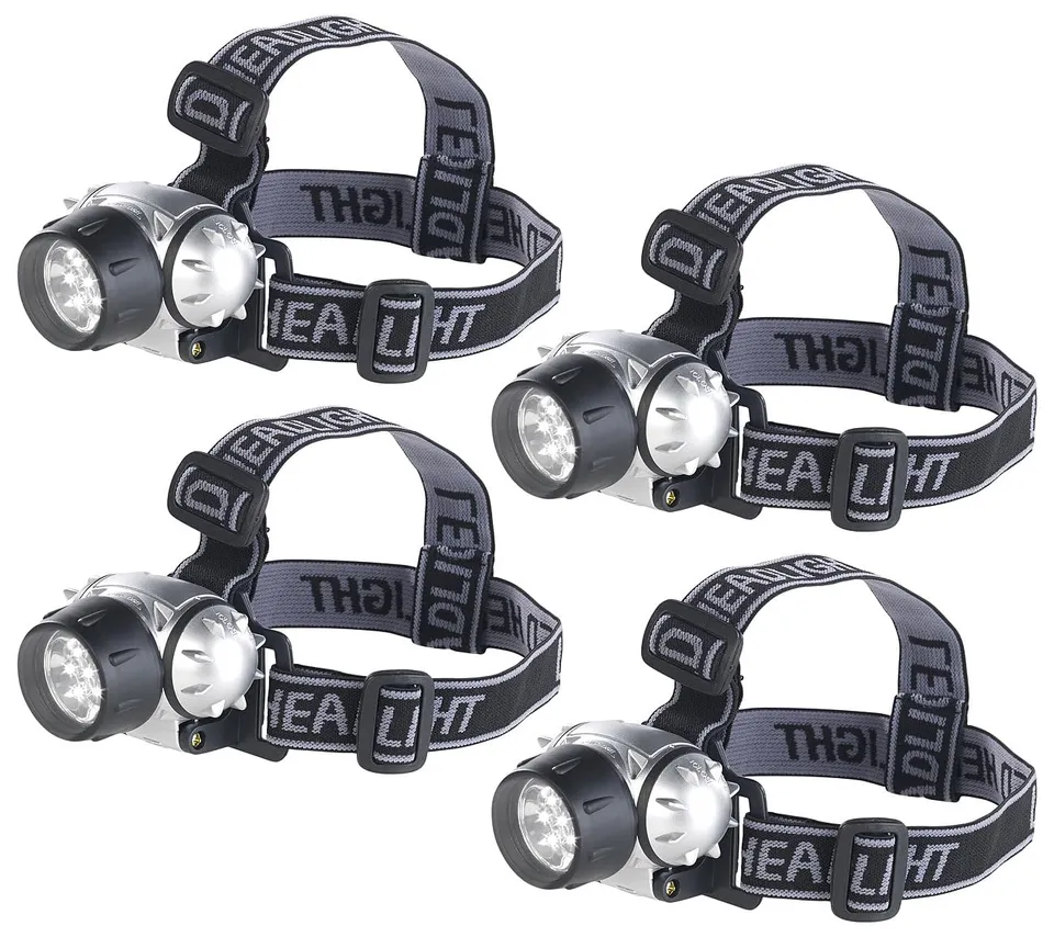 Lunartec Taschenlampen Stirnlampe LED 30 lm 4er-Set