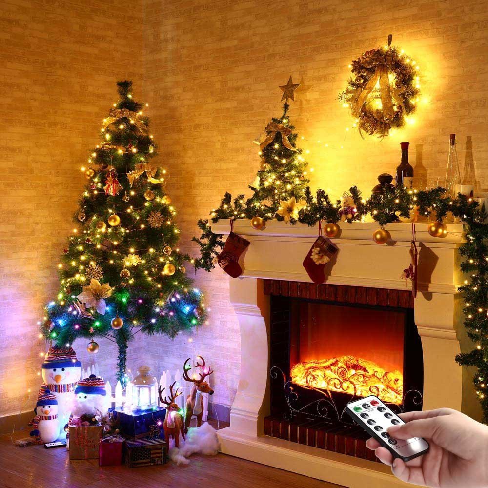 Bxroiu USB Lichterkette 10 m 100 LED Draht Warmweiß 2er