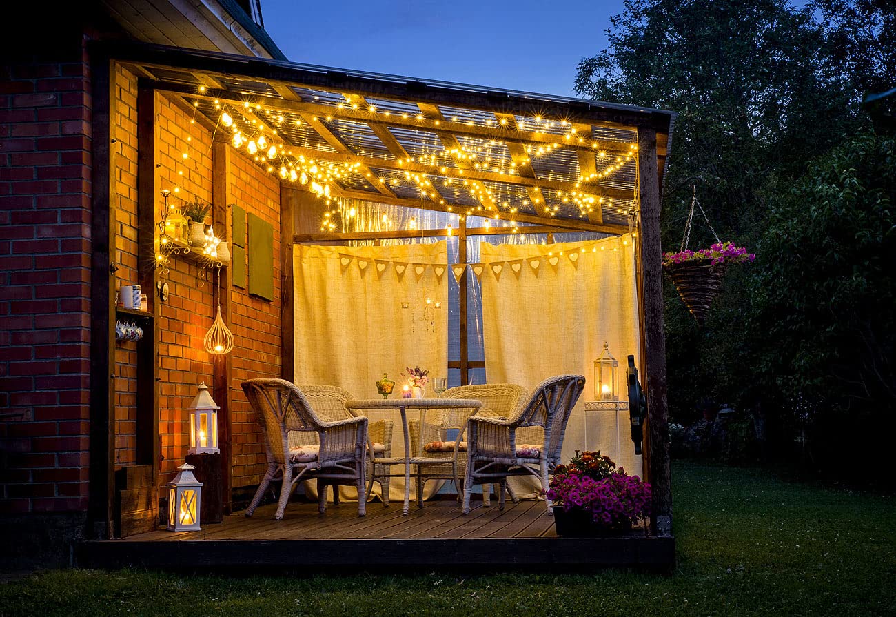 Lunartec Licht-Dekoration Lichtervorhang 3x3m warmweiß 300 LED