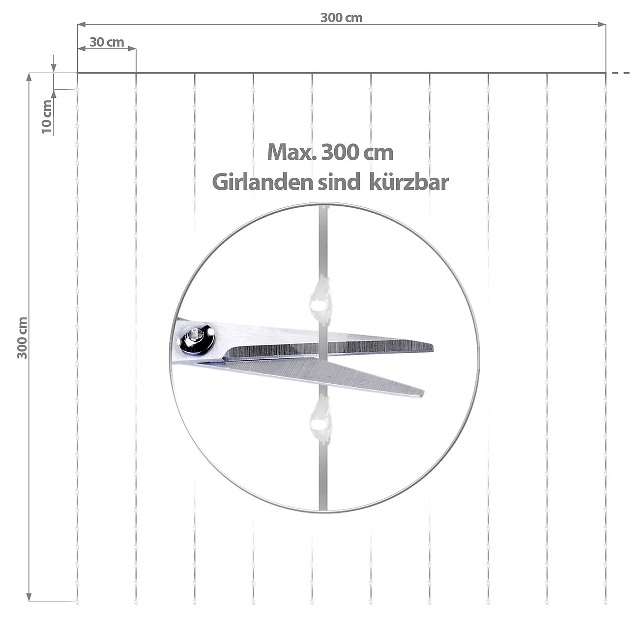 Lunartec Licht-Dekoration Lichtervorhang 2er-Set 3x3m weiß