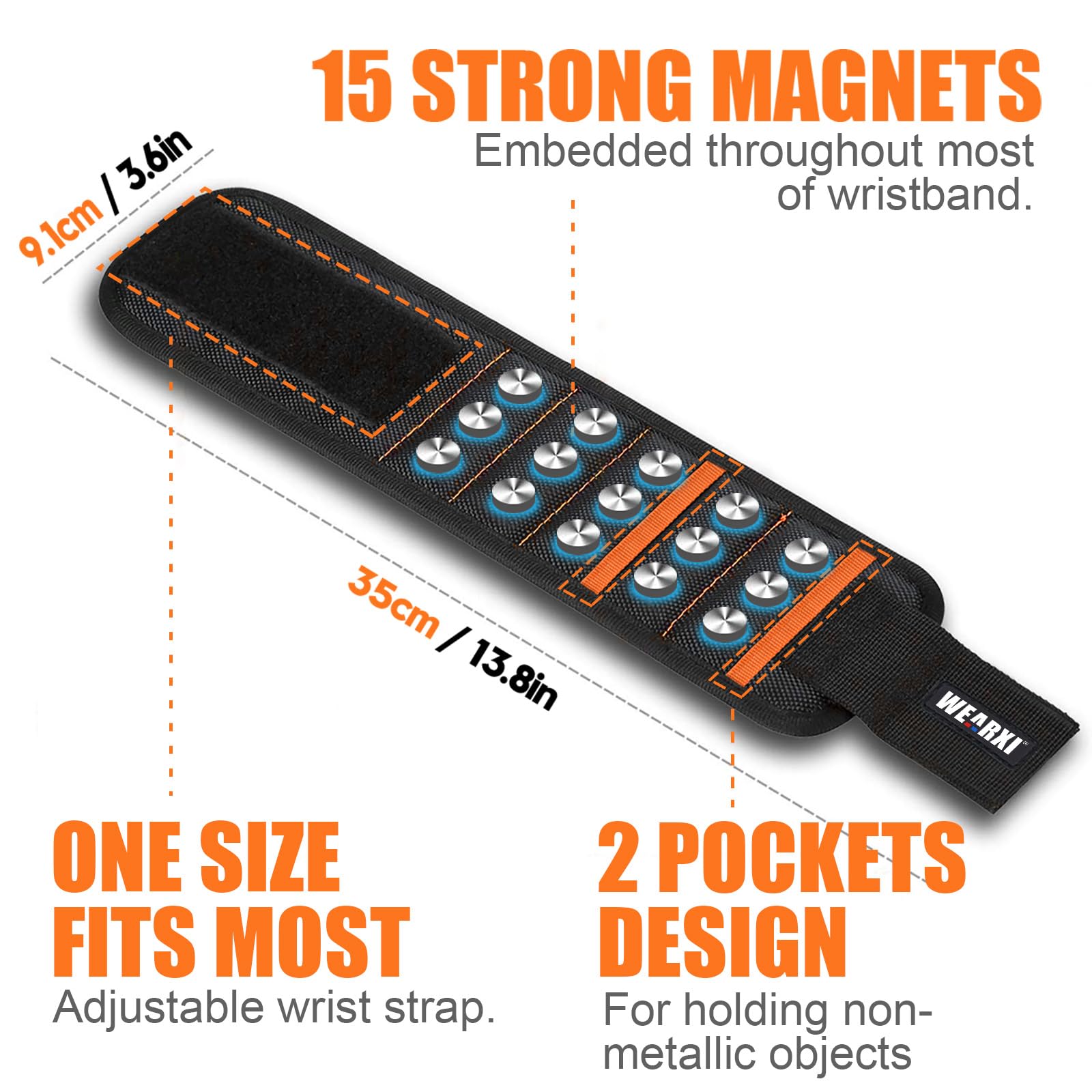 Wearxi Magnetarmband Handwerker Werkzeug-Armband Orange