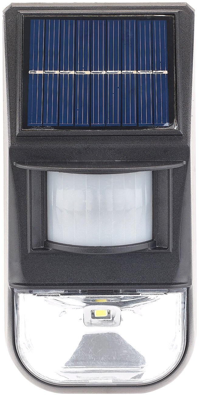 Lunartec Außenbeleuchtung Solar-Wandleuchte 2er-Set 50 lm Sensor