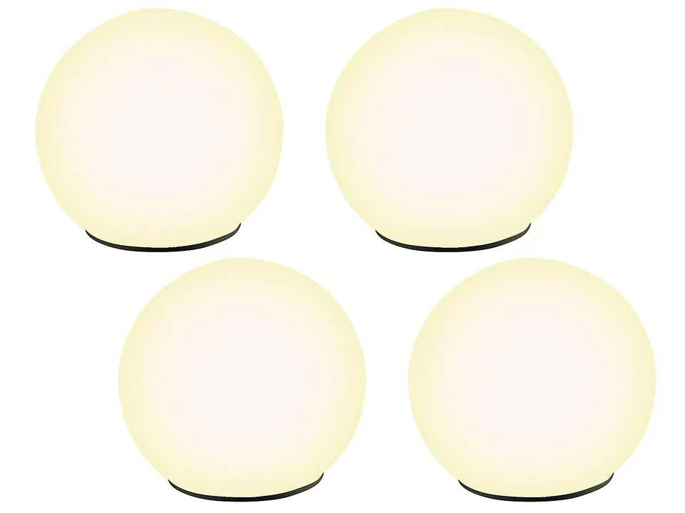 Lunartec Solar-Leuchtkugel Glas weiss 9 cm 4er-Set Dämmerung