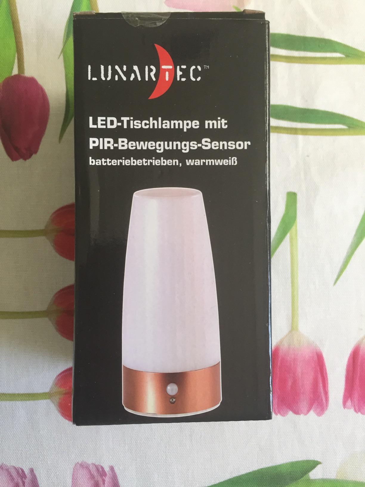 Lunartec LED-Tischlampe mit Bewegungsmelder warmweiß Batterie