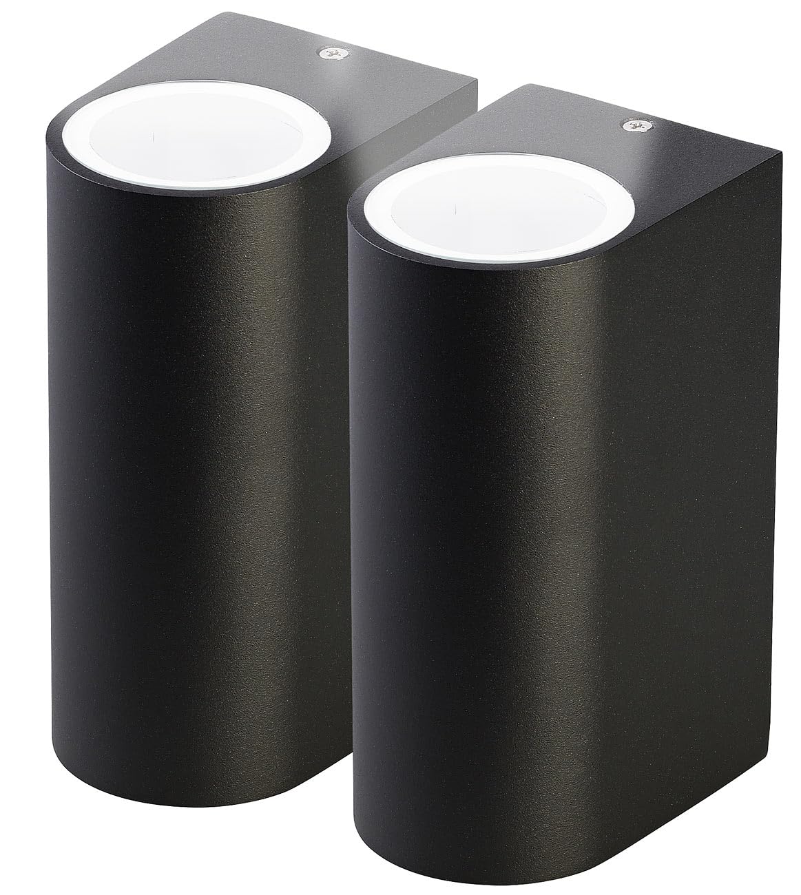 Lunartec Leuchtmittel runde Up Down Wandleuchte schwarz 2er-Set IP44