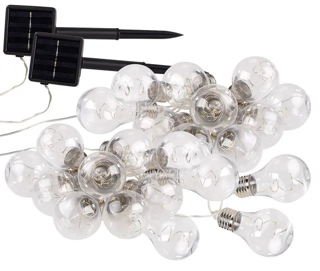 Lunartec Solar-Lichterkette Glühbirnen 2er-Set 8,5 m warmweiß
