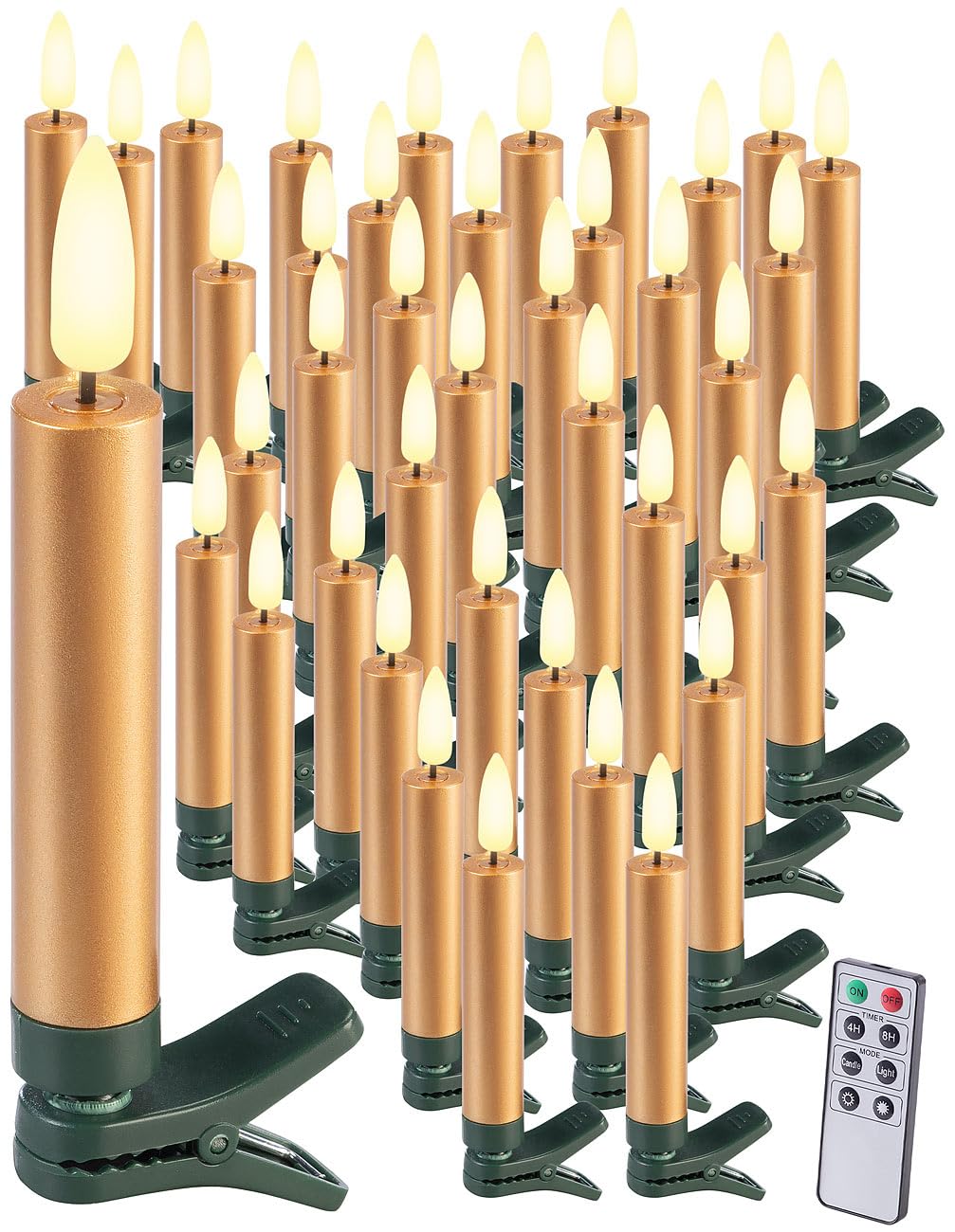 Lunartec Licht-Dekoration 40er LED-Baumkerzen gold warmweiß