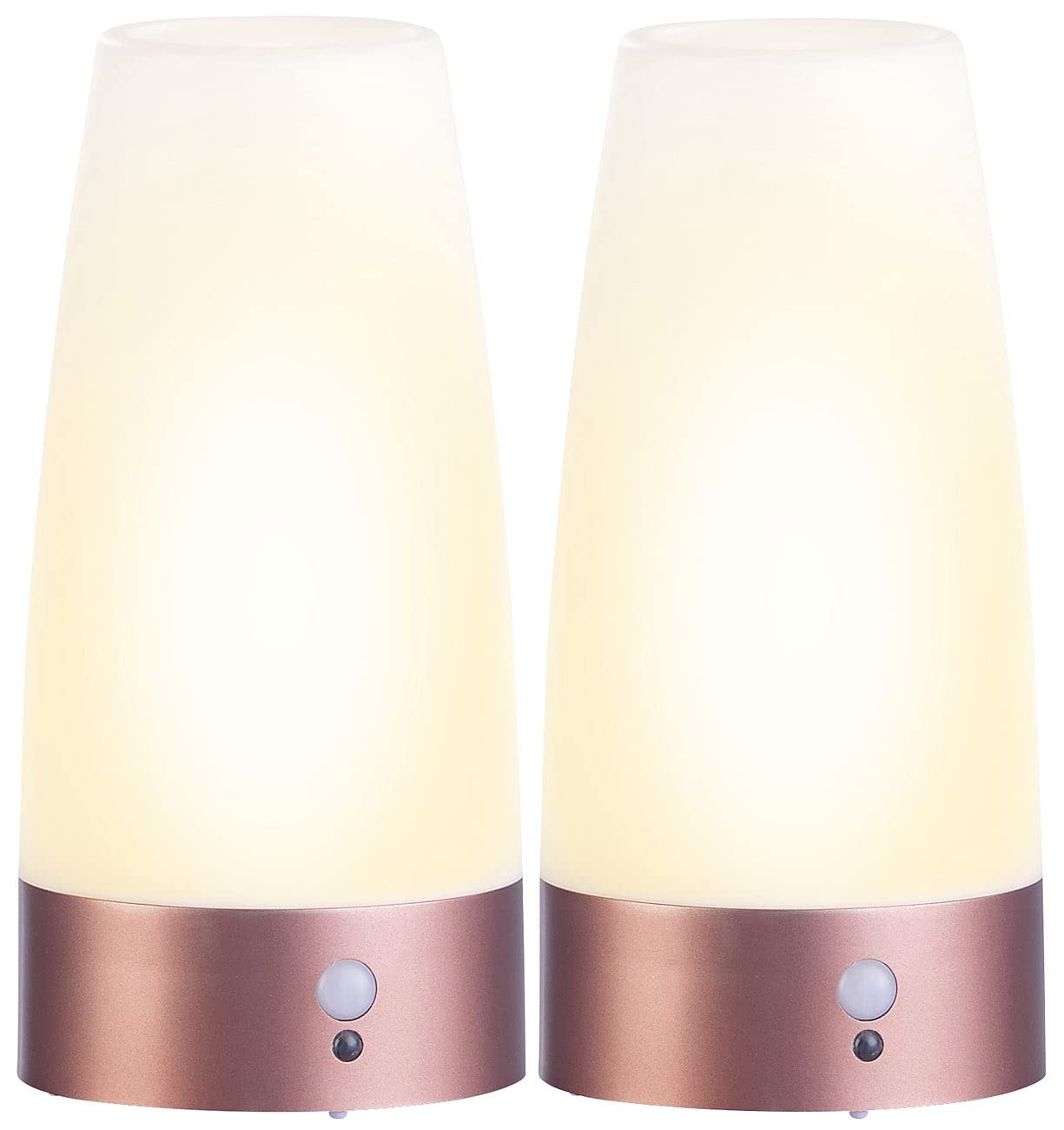 Lunartec Innenbeleuchtung LED Akku Tischlampe warmweiß PIR 2er-Set