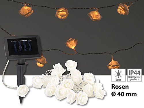 Lunartec Licht-Dekoration Solar Rosen Lichterkette 4m warmweiß