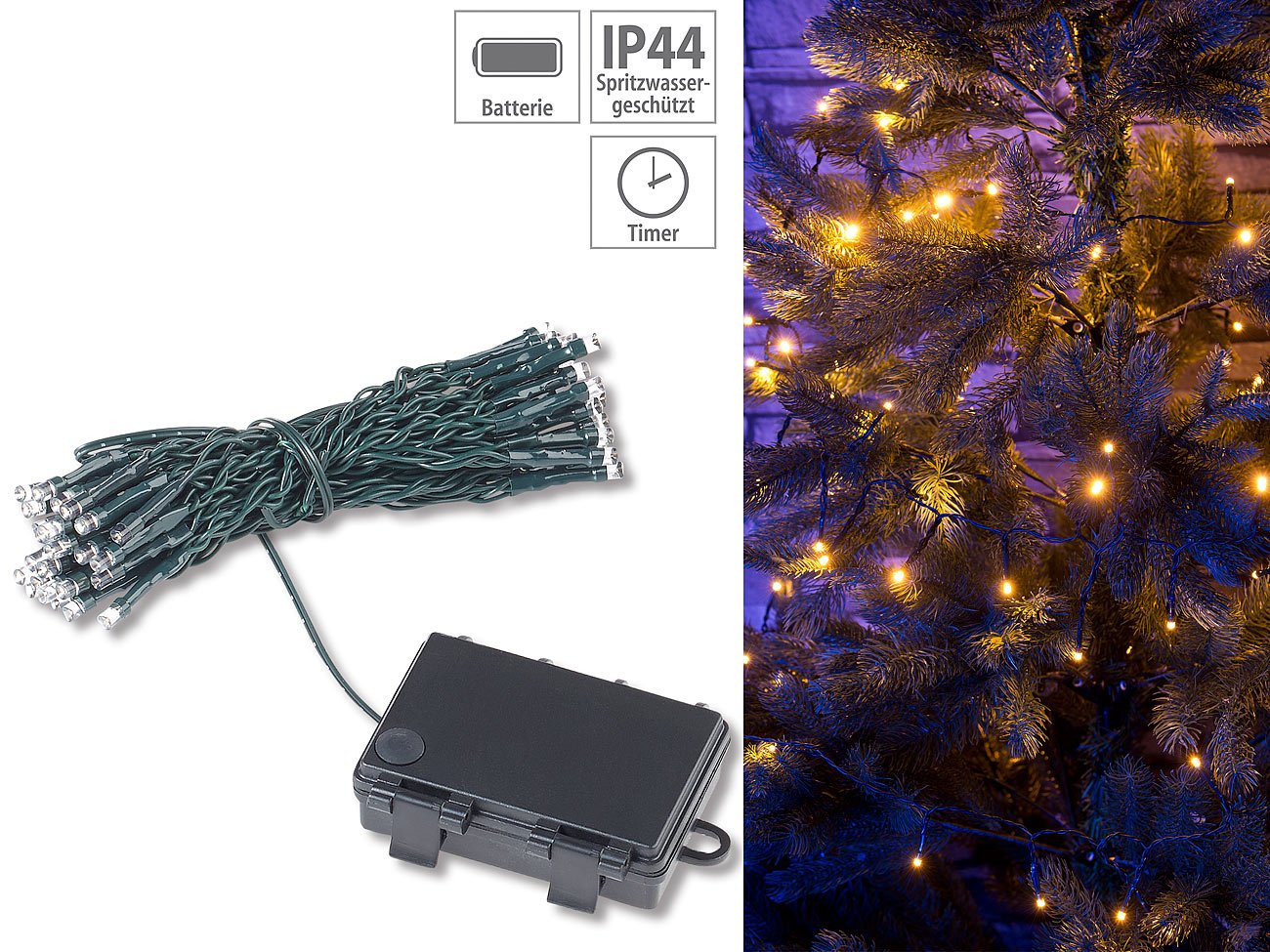 Lunartec Licht-Dekoration LED-Lichterkette 50 LEDs 5 m warmweiß
