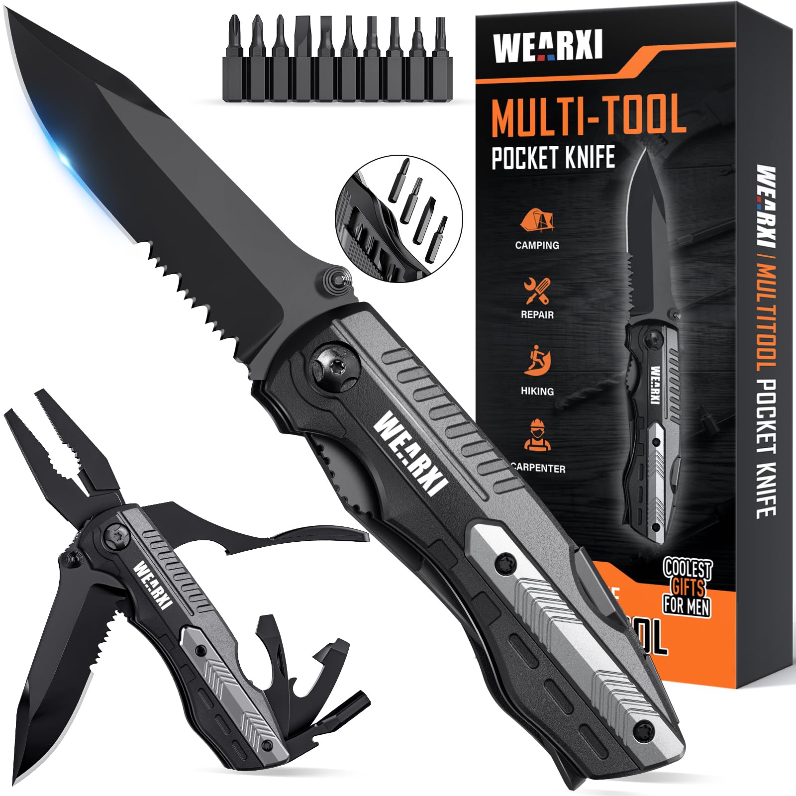 Wearxi Multitool Taschenmesser 13in1 Klappmesser Camping
